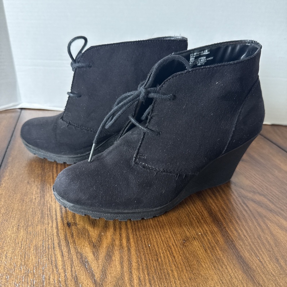 White Mountain Black Irma Bootie Wedge Black Size 8 Goth Witchy Whimisgoth